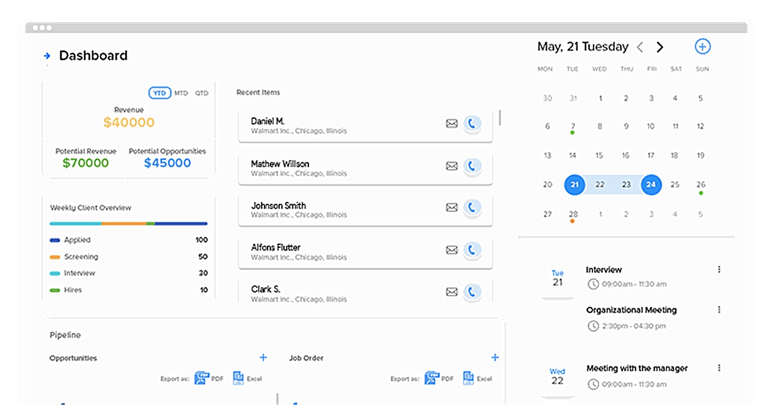 RecruiterPM opportunity tracking dashboard (Agency edition)